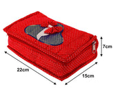 Kuber Industries Heart Home Cotton Multipurpose 7 Pocket Dot Printed Jewellery Storage Bag Pouch/Travel Kit Organizer (Red)-Pack of 2-KUBMART15437